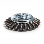 Brosse conique torsadée avec fil d'acier à haute résistance et support M14