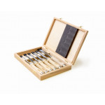 Jeu de 6 ciseaux à bois professionnels avec manche en hêtre blanc dans un coffret en bois de haute qualité