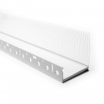 Profilé de finition pour plinthes en deux pièces avec partie coulures; profilé de base plus profilé à intégrer en un.