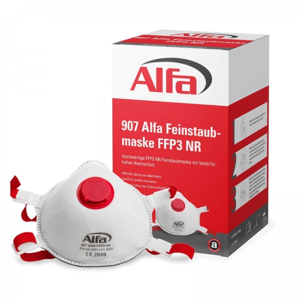 907 ALFA - Masque poussières fines FFP3 (avec valve) pour amiante et fibres minérales