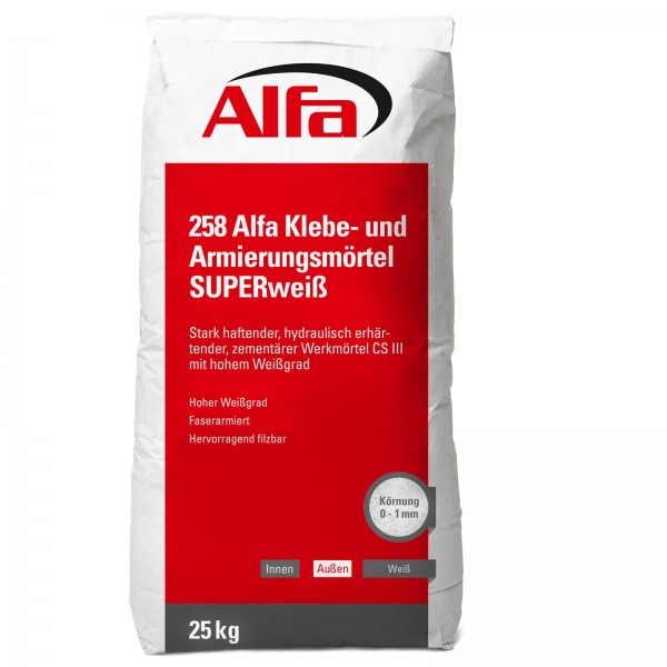 258 Alfa Mortier adhésif et de renfort SUPER Blanc 258 Alfa Mortier adhésif et de renfort SUPER Blanc