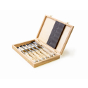 Jeu de 6 ciseaux à bois professionnels avec manche en hêtre blanc dans un coffret en bois de haute qualité